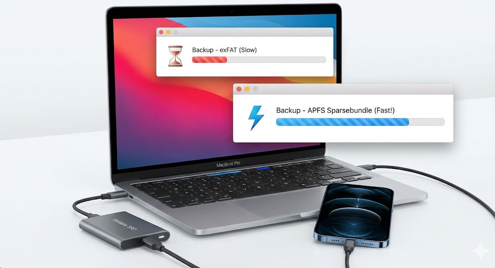 exFATとAPFSの比較イメージ